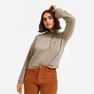 Everlane ReCashmere Button Mockneck in Heather Sand